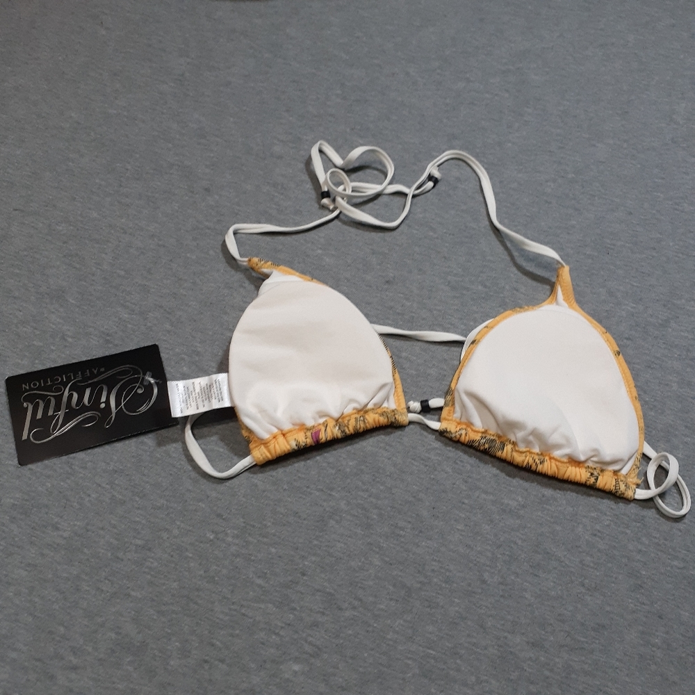 Sinful Rome Yellow Plaid Bikini Top Medium Yellow NWT - Picture 2 of 12